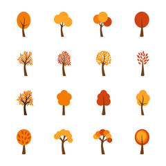 Set of autumn trees, vector illustration