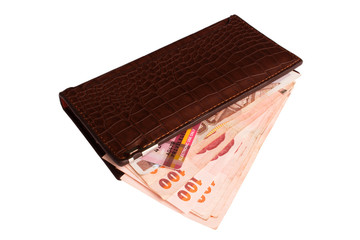 wallet with money on isolated