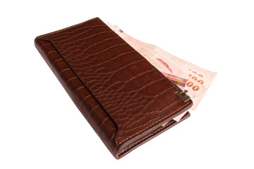 wallet with money on isolated