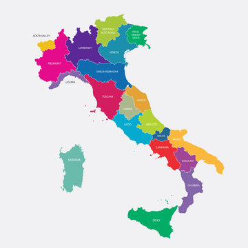 Italy Map Regions Colored