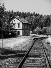 Small old railway station in rural area