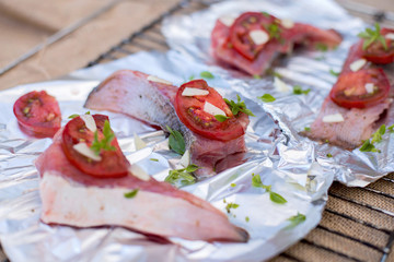 Cooking fish ramp in foil