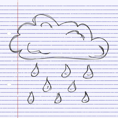 Simple doodle of a cloud with rain