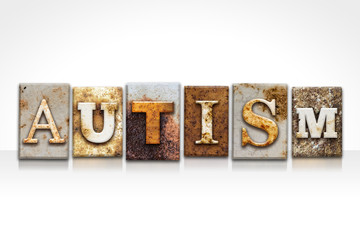 Autism Letterpress Concept Isolated on White
