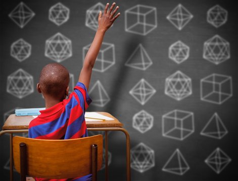 Composite image of pupil with the answer - Powered by Adobe