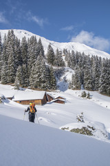 Schneeschuhwandern in den Bergen