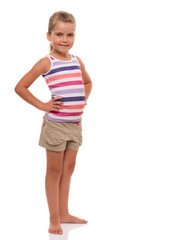 little girl standing on white background