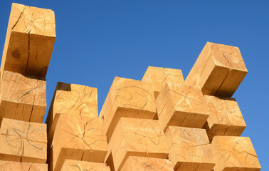 wooden boards stacked at the timber yard