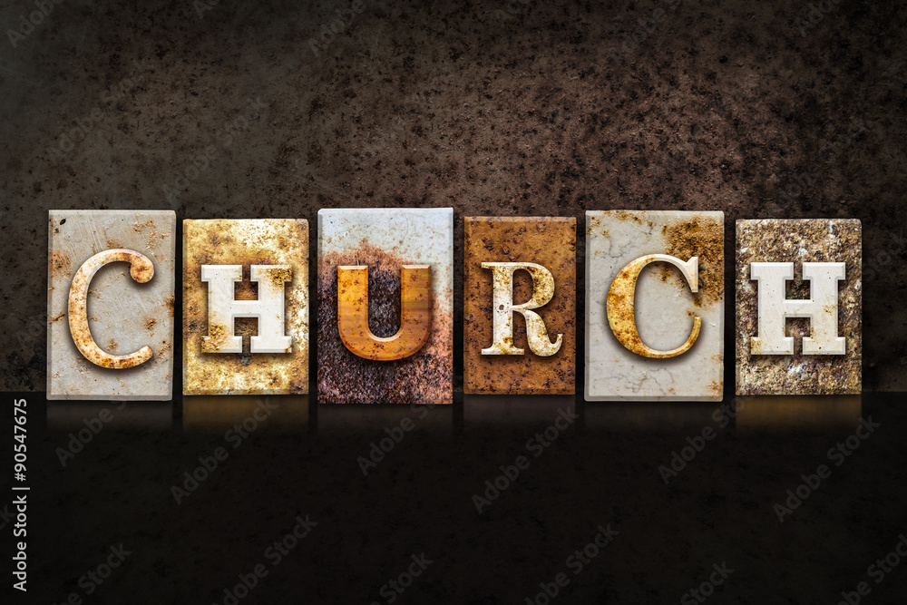 Wall mural Church Letterpress Concept on Dark Background