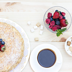 Napoleon cake with berries