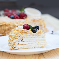Napoleon cake with berries