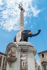 Statue of the Elephant, built in lava stone, symbol of Catania,