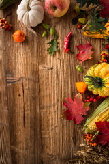 Autumn background with pumpkins, close up.