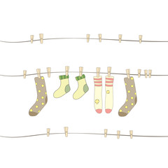 Hanging socks.