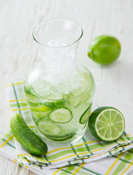Glasses of fresh,home-made  fresh cucumber juice