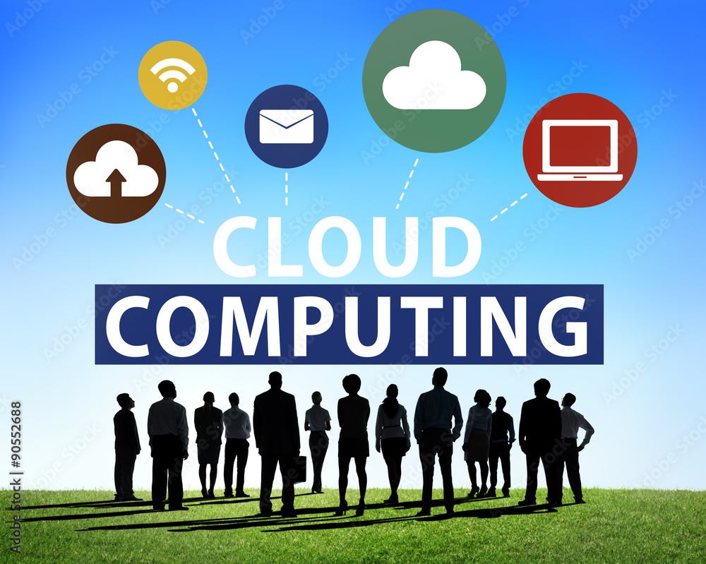 Poster cloud computing network online internet storage concept