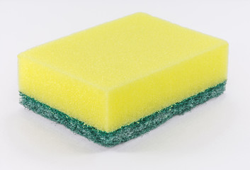 A kitchen sponge isolated on the white background