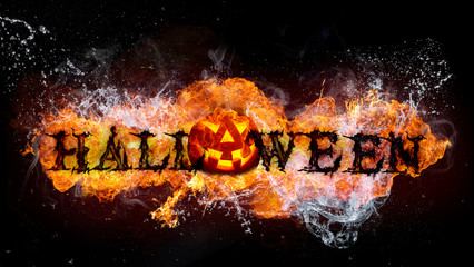 Halloween pumpkin, jack-o-lantern, close up.