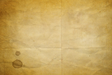 old wrinkled paper with coffe stains