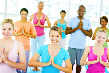 Group Of Happy Diversity People Yoga Concept