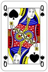 Poker playing card Queen spade