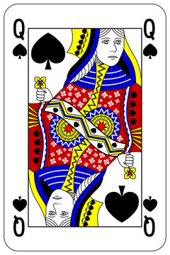 Poker playing card Queen spade