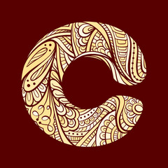 Ethnic hand drawn letter C