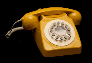 mustard retro style telephone