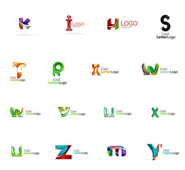 Set of colorful abstract letter corporate logos created with