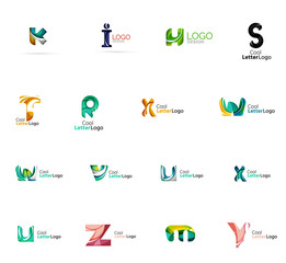 Set of colorful abstract letter corporate logos created with