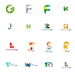 Set of colorful abstract letter corporate logos created with
