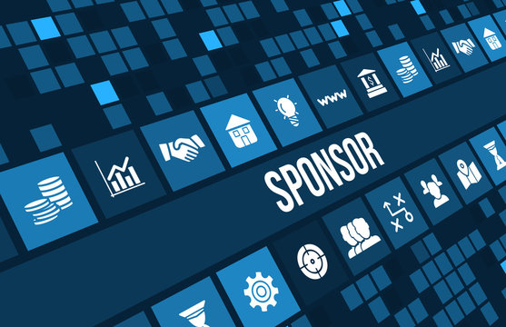 Sponsor  concept image with business icons and copyspace.
