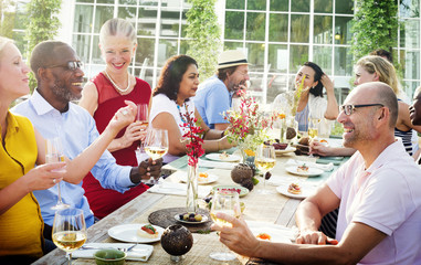 Diverse People Luncheon Outdoors Hanging out Concept