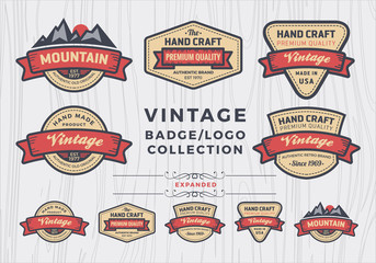 Set of vintage badge/logo design, retro badge design for logo, banner, tag, insignia, emblem, label element - obrazy, fototapety, plakaty