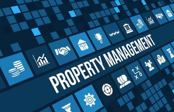 Property Management concept image with business icons and copyspace.