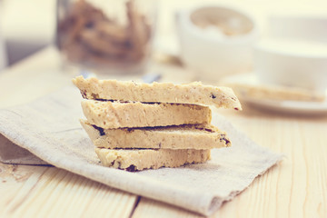 Biscotti  with dried cranberries. Tonned photo.