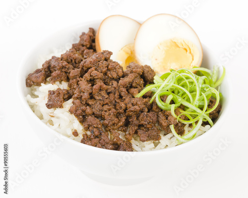 Lu Rou Fan Taiwanese Braised Pork Rice Bowl Ground Pork Marinated And Boiled In Soy Sauce Served On Top Of Steamed Rice Wall Mural Paul Brighton