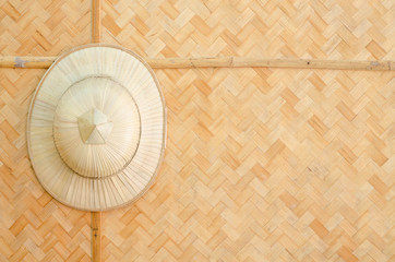 Palm leaf hats. Woven wall hanging