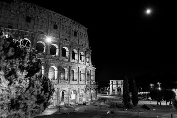 Rome's circus Coliseum, illuminated at night