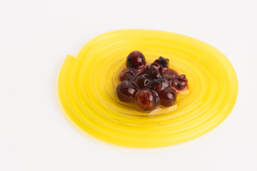 molecular fruit spaghetti with rowan in syrup