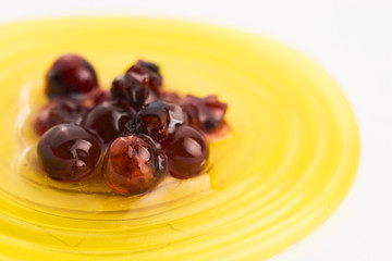 molecular fruit spaghetti with rowan in syrup