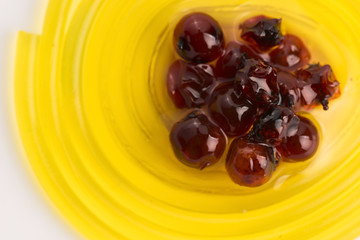 molecular fruit spaghetti with rowan in syrup