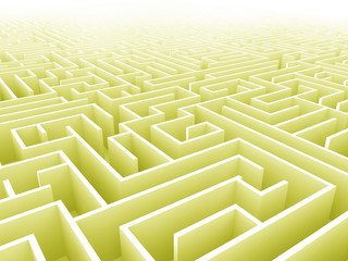 yellow endless maze 3d illustration