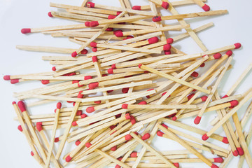 Matches on white background 