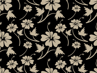 Obraz premium Vintage Cream Hibiscus Flower Pattern design, For textile garment printing, Background, wallpaper