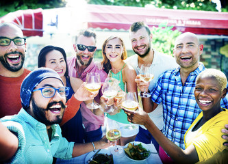 Diverse People Luncheon Outdoors Food Concept