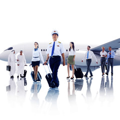 Business People Cabin Crew Transportation Airplane Concept