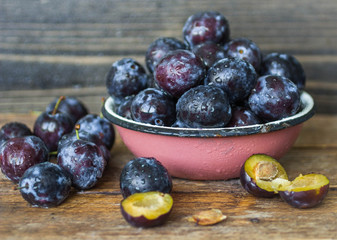 Ripe juicy plums