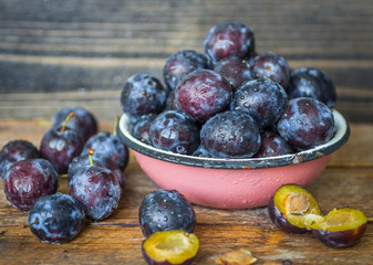 Ripe juicy plums