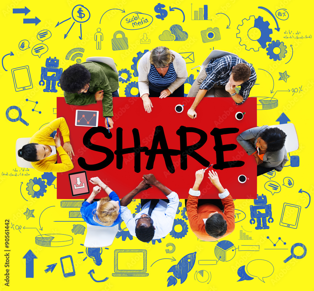 Poster share sharing connection online communication networking concept